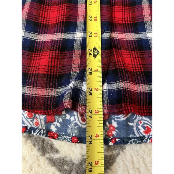 KUT FROM THE KLOTH Red Plaid Mix Media Button Up Shirt Blouse - Picture 13 of 13